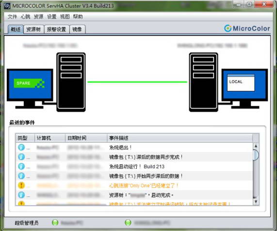 MicroColor ServHA Cluster For Windows X64 双机热备软件(共享存储版)