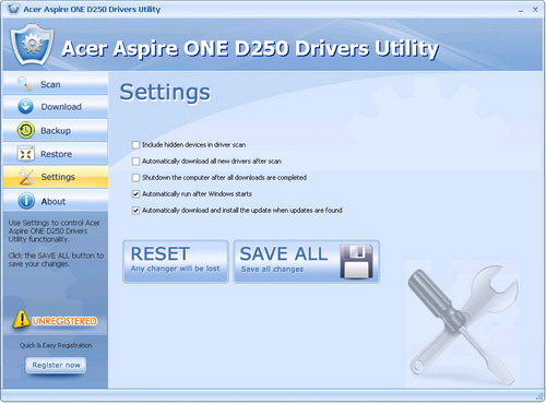 Acer Aspire ONE D250 Drivers Utility