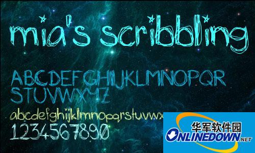 可爱涂鸦英文字母(Mia's Scribbling)体
