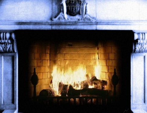 Old Fashion Fireplace with Snow Fall