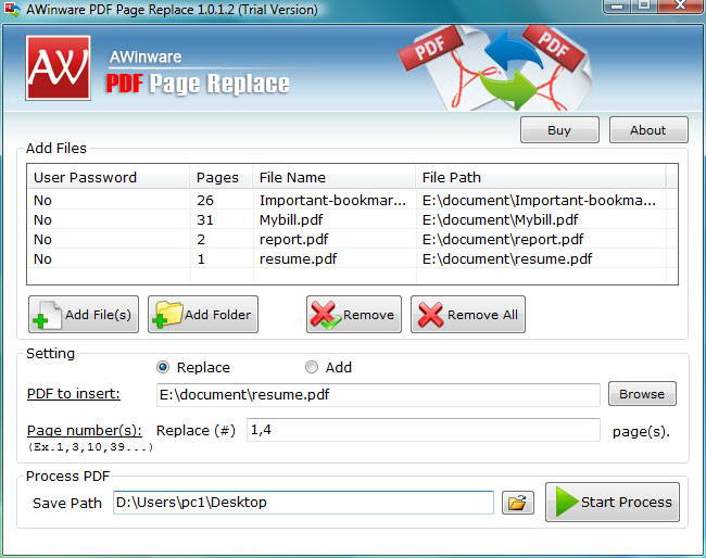 AWinware PDF Page Replace