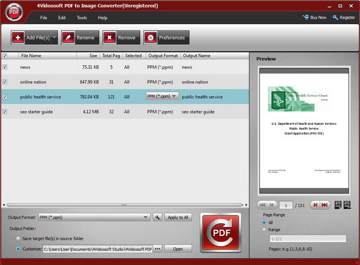 4Videosoft PDF to Image Converter