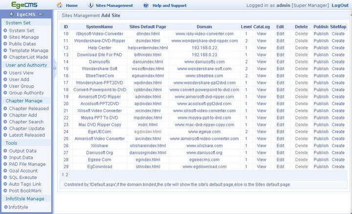 EgeCMS Multi-Sites Builder Free