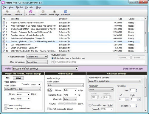 Pazera Free FLV to AVI Converter portable