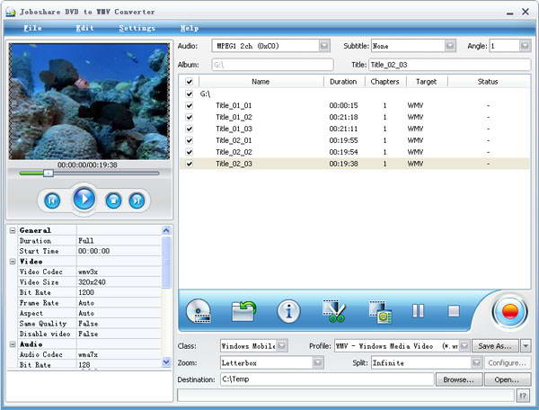 Joboshare DVD to WMV Converter
