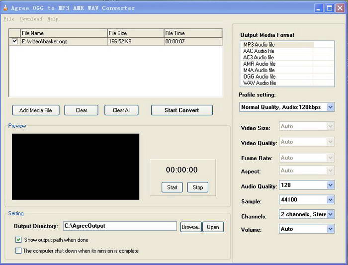 AgreeAgree OGG to MP3 AMR WAV Converter
