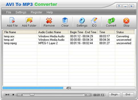 Crystal AVI To MP3 Converter