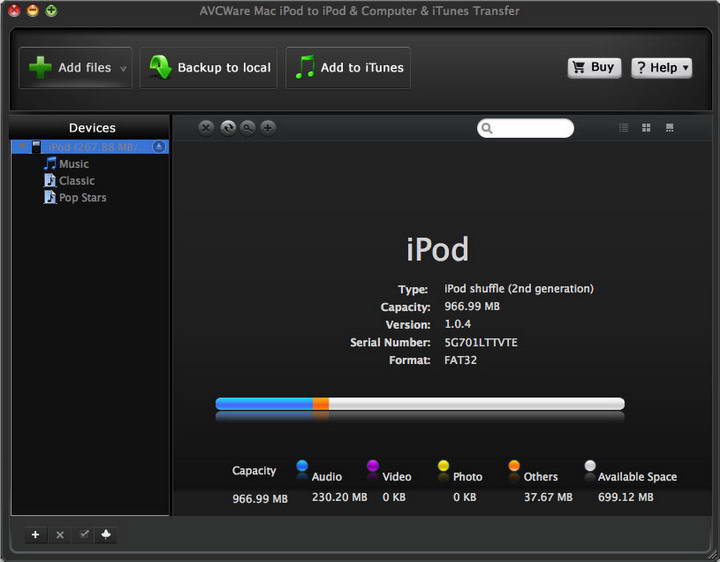 AVCWare iPod to iPod/Computer/iTunes Transfer for Mac