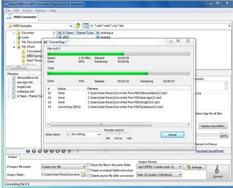 Rapid MIDI To MP3 Converter