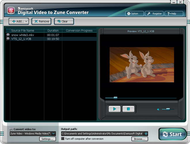 Daniusoft Digital Video to Zune Converter