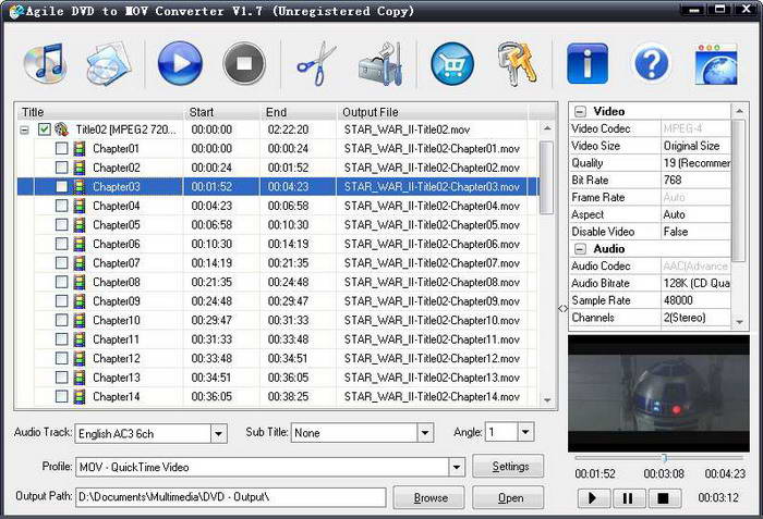Agile DVD to MOV Converter