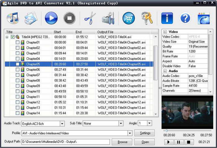 Agile DVD to AVI Converter