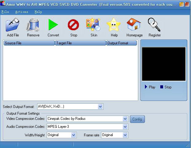 Amor WMV to AVI MPEG VCD SVCD DVD Converter