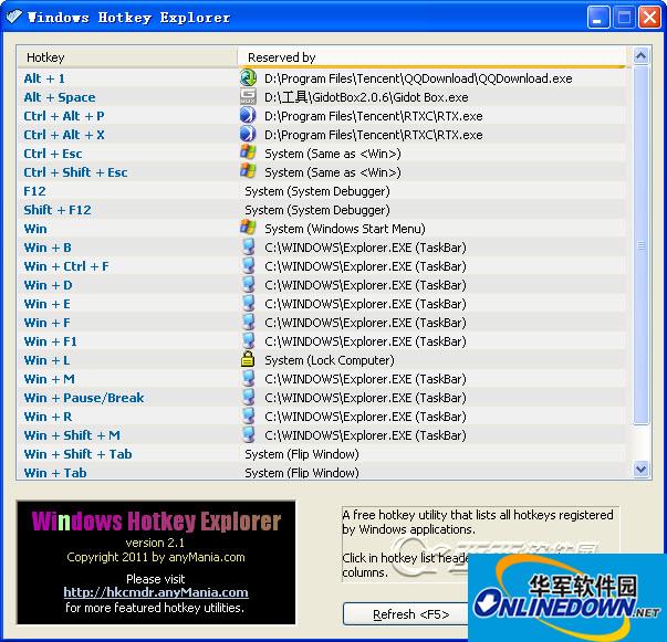 查看被占用的快捷键(Windows