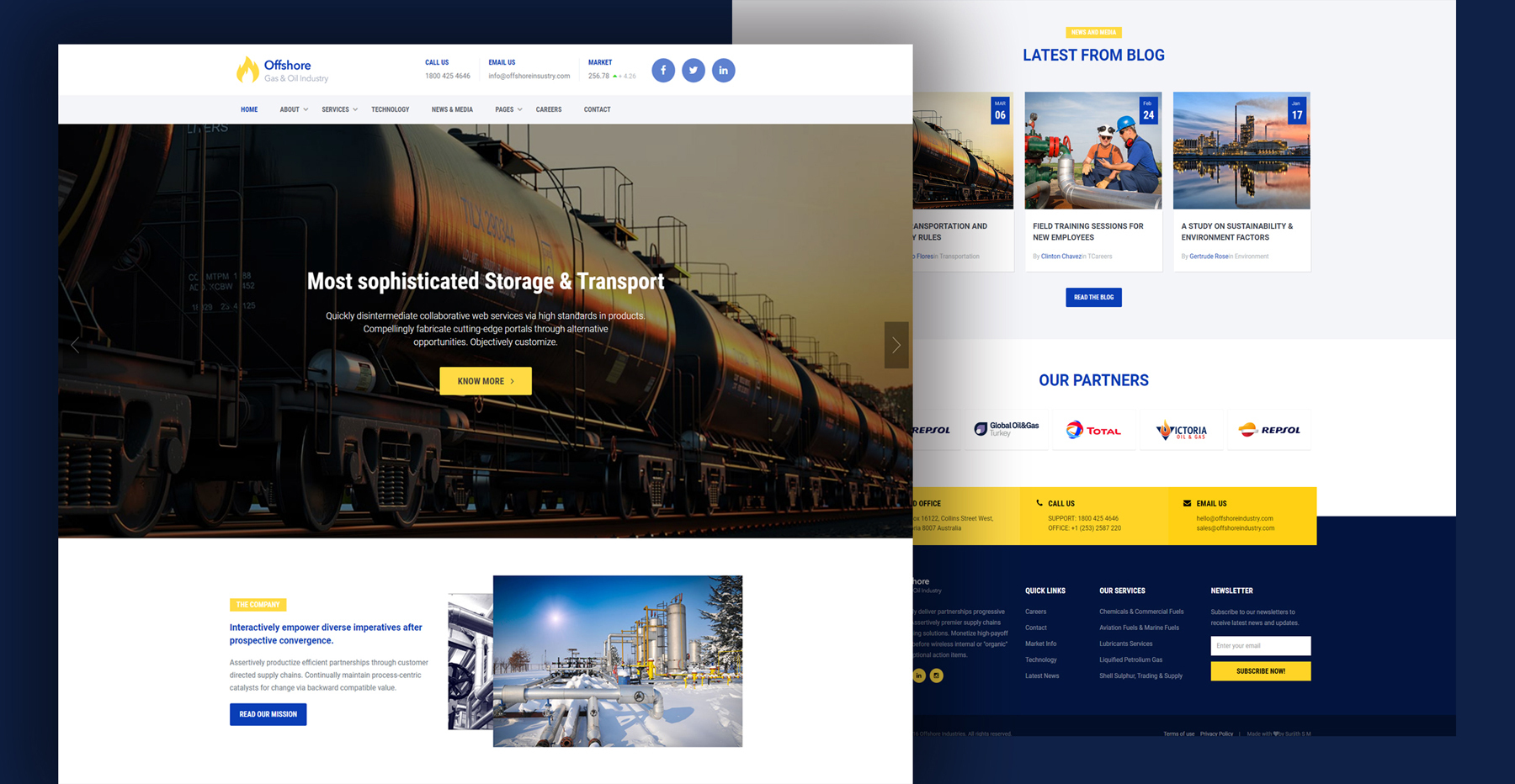 Bootstrap蓝色企业模板工厂门户Html5网站-Offshore