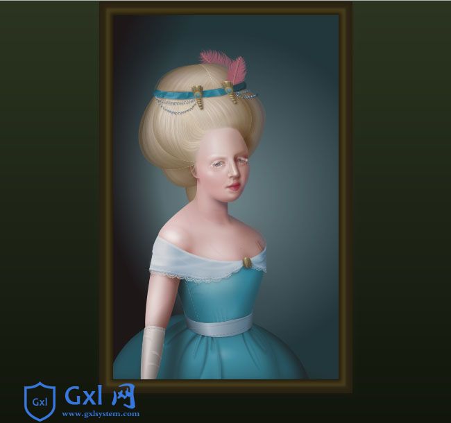 纯css3绘制美女油画动画特效