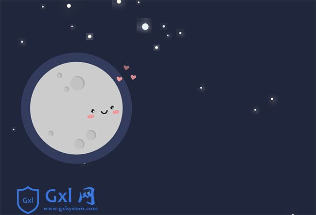 纯CSS3卡通月亮星空动画特效