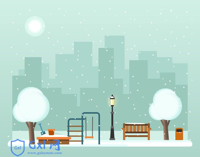 纯CSS3冬天公园下雪动画场景特效
