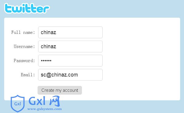 html5+css3仿Twitter注册页