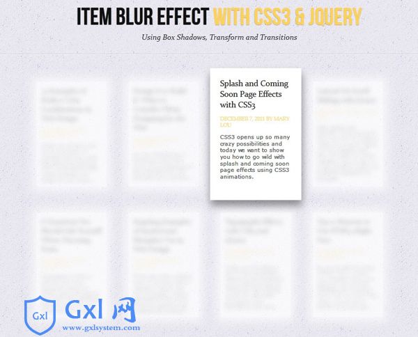 jQuery+CSS3项目模糊效果