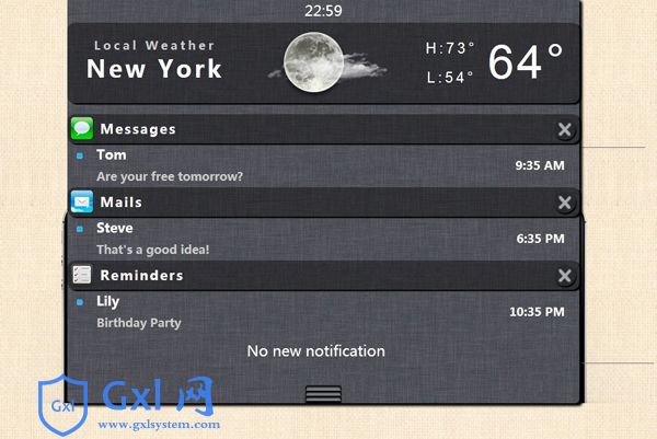 jQuery+CSS3仿IOS5通知中心