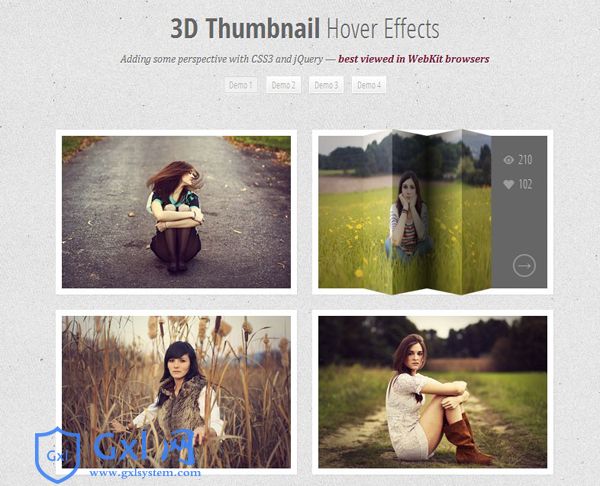 jQuery+CSS3实现3D缩略图悬停效果