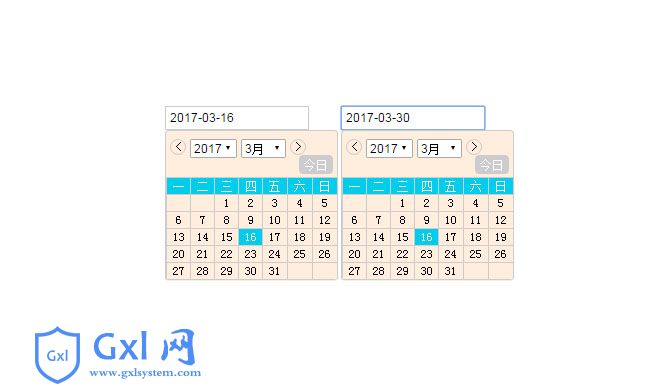 jQuery双日历选择插件double-date