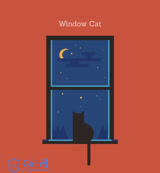 纯CSS3绘制窗户上的猫特效