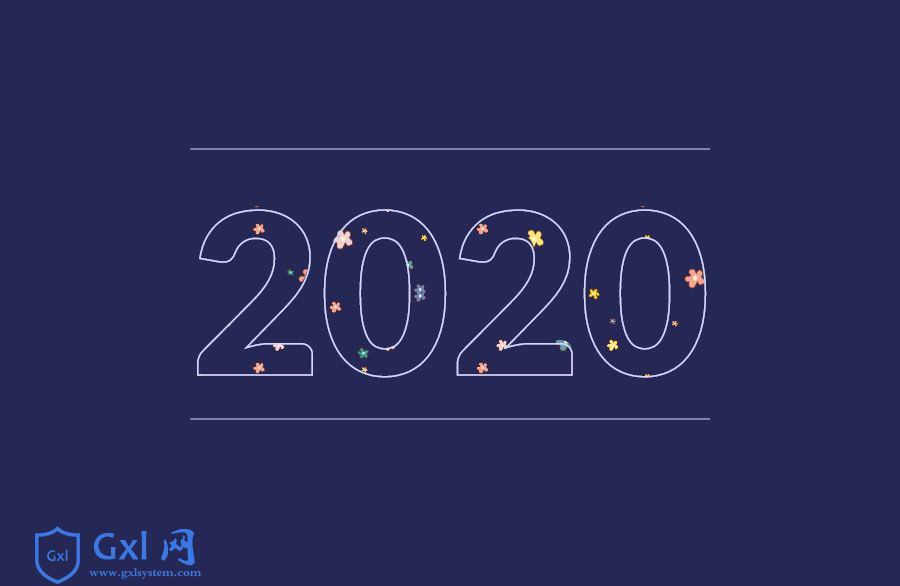 2020数字填充背景CSS3动画