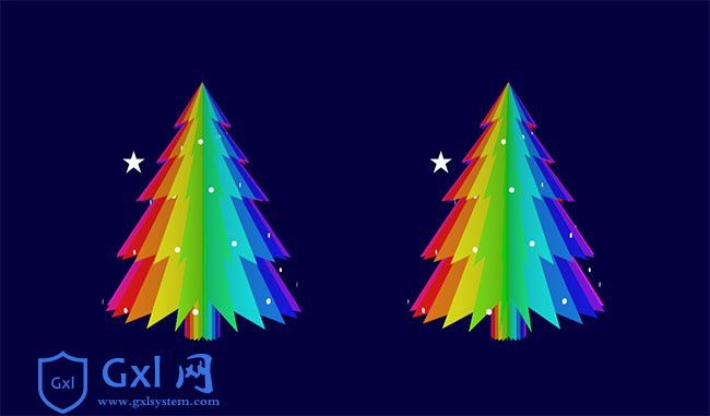 卡通彩色圣诞树CSS3特效