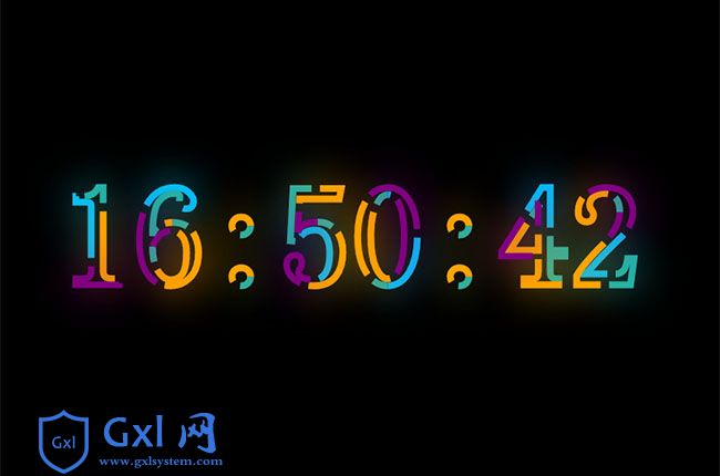 HTML5 SVG彩色文字时钟特效
