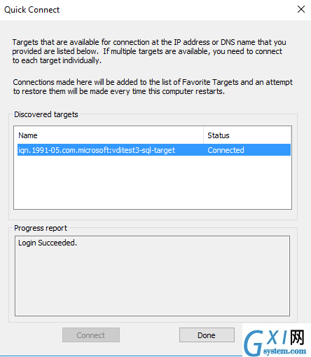 select the iSCSI target