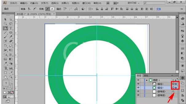 Adobe Illustrator CS6将四分之一圆环删除的方法步骤截图
