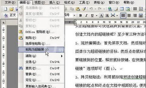 word设置文档内超级链接的操作方法截图