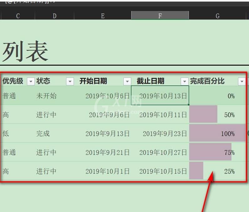 Excel工作进度跟踪表制作方法截图