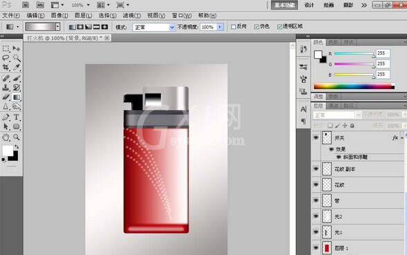 Photoshop绘制打火机图的简单方法截图