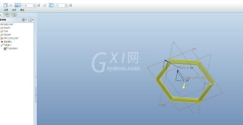 Proe建模六边形镂空物体的详细教程截图