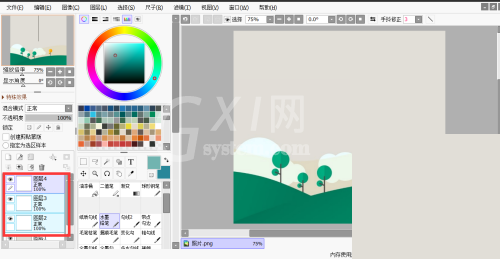 sai怎么合并图层?sai合并图层教程截图