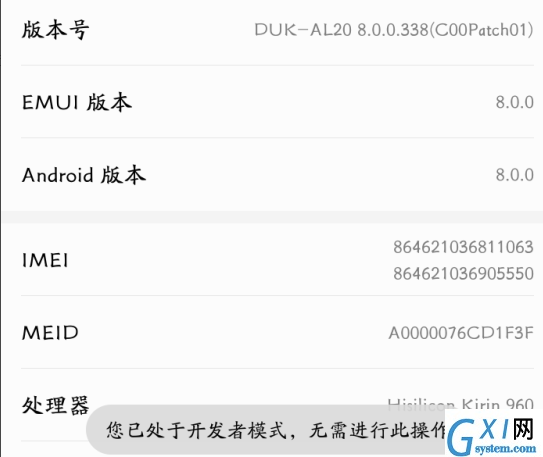 华为畅享8e开发者选项位置的详细介绍截图