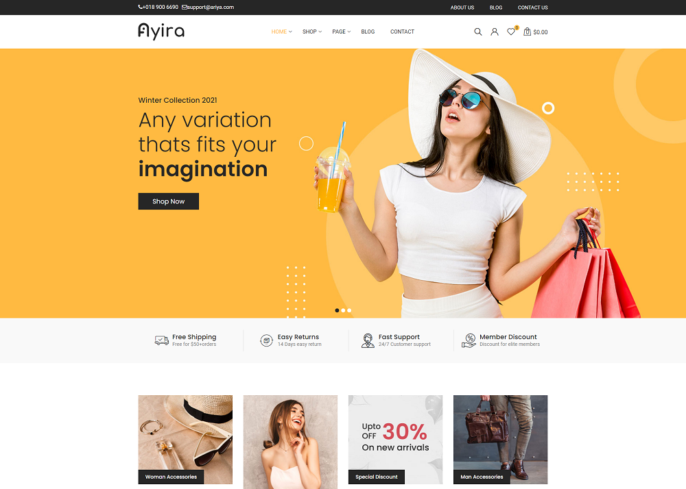 创意电商购物网站UI设计前端模板Ayira